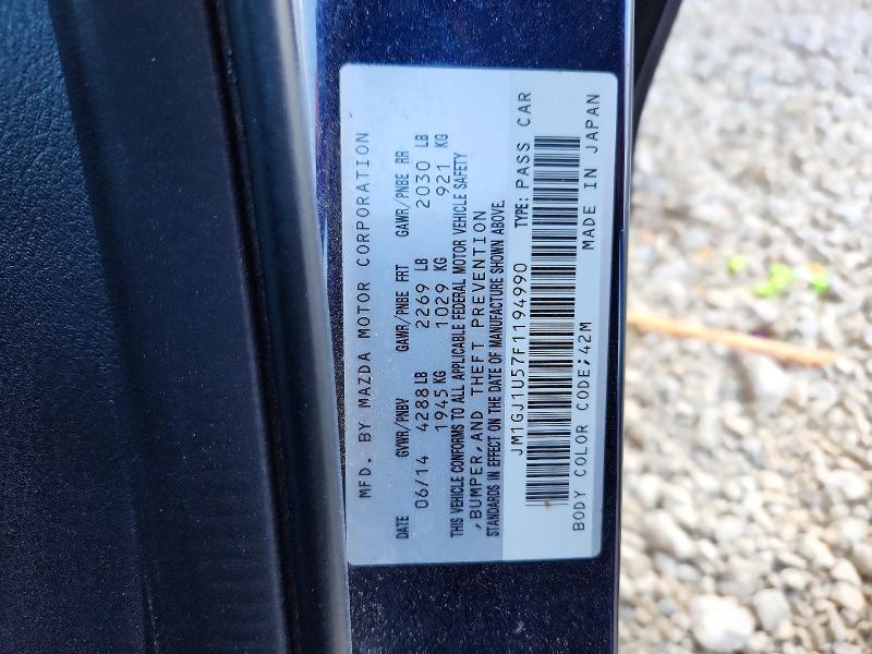 Aukcja sprzedaży 2015 Mazda 6, vin: JM1GJ1U57F1194990, numer aukcji: 48290466