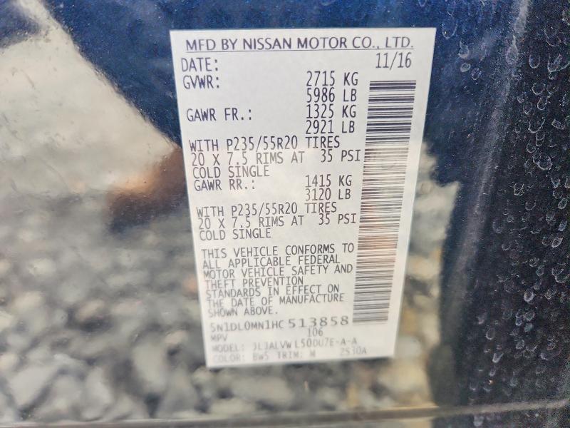 Aukcja sprzedaży 2017 Infiniti Qx60, vin: 5N1DL0MN1HC513858, numer aukcji: 79245795