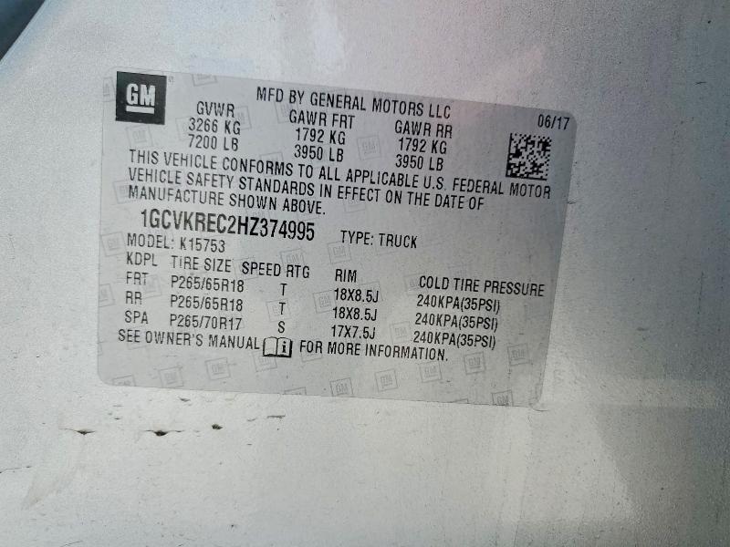 Продаж на аукціоні авто 2017 Chevrolet Silverado, vin: 1GCVKREC2HZ374995, номер лоту: 47968876