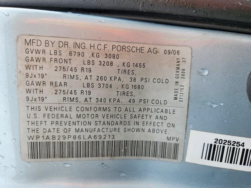 Продаж на аукціоні авто 2006 Porsche Cayenne, vin: WP1AB29P86LA69213, номер лоту: 41777106