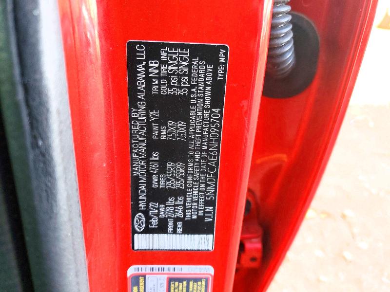 47143406 :رقم المزاد ، 5NMJFCAE6NH095704 vin ، 2022 Hyundai Tucson مزاد بيع