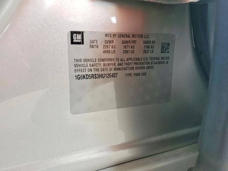 2017 Cadillac Ct6 მანქანა იყიდება აუქციონზე, vin: 1G6KD5RS3HU126407, აუქციონის ნომერი: 79938665