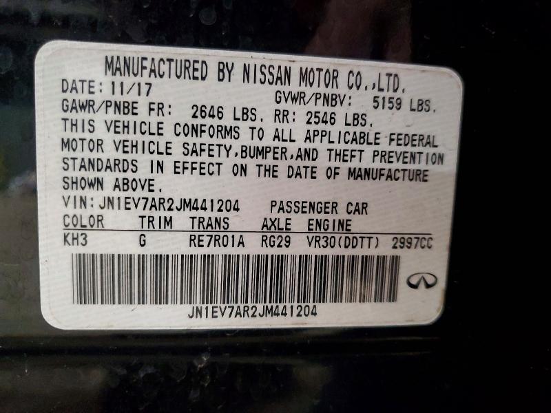 Aukcja sprzedaży 2018 Infiniti Q50, vin: JN1EV7AR2JM441204, numer aukcji: 45865296