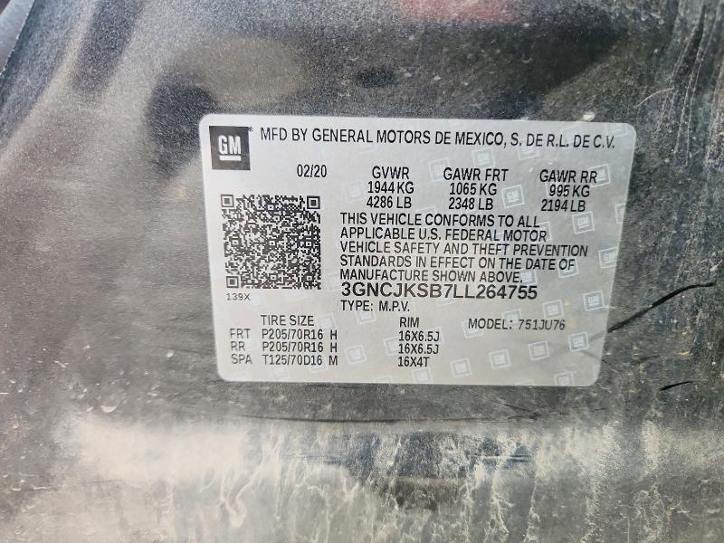 Aukcja sprzedaży 2020 Chevrolet Trax, vin: 3GNCJKSB7LL264755, numer aukcji: 45650816