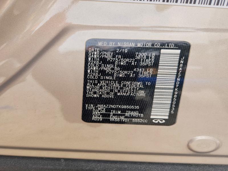 Aukcja sprzedaży 2019 Infiniti Qx80, vin: JN8AZ2ND7K9850535, numer aukcji: 46669746