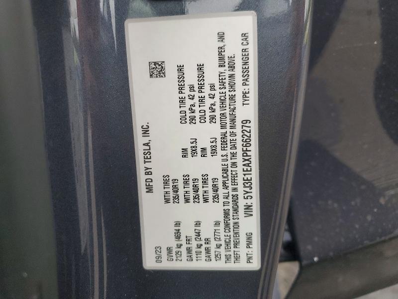 Продажа на аукционе авто 2023 Tesla Model 3, vin: 5YJ3E1EAXPF662279, номер лота: 45934786