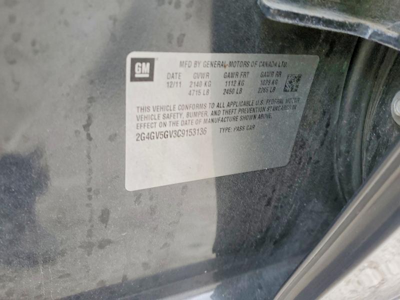 41750726 :رقم المزاد ، 2G4GV5GV3C9153136 vin ، 2012 Buick Regal مزاد بيع