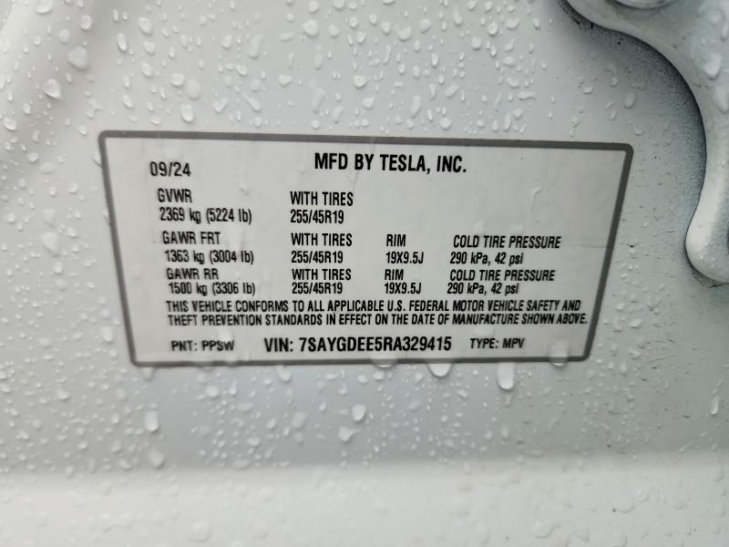 Aukcja sprzedaży 2024 Tesla Model Y, vin: 7SAYGDEE5RA329415, numer aukcji: 78393825