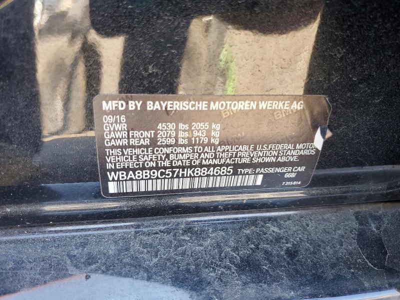 48037876 :رقم المزاد ، WBA8B9C57HK884685 vin ، 2017 Bmw 330 مزاد بيع