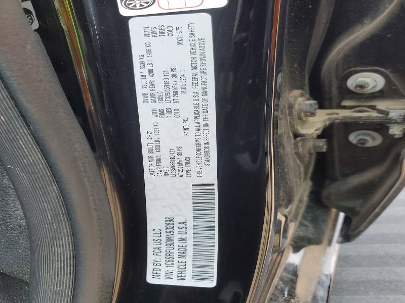 2021 Ram 1500 მანქანა იყიდება აუქციონზე, vin: 1C6SRFU90MN902898, აუქციონის ნომერი: 46220666