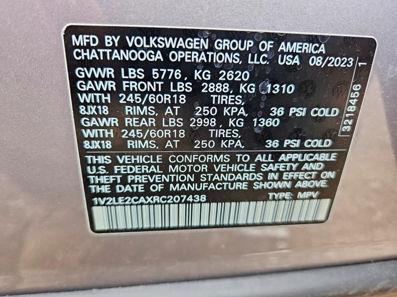 47181826 :رقم المزاد ، 1V2LE2CAXRC207438 vin ، 2024 Volkswagen Atlas Cross Sport مزاد بيع