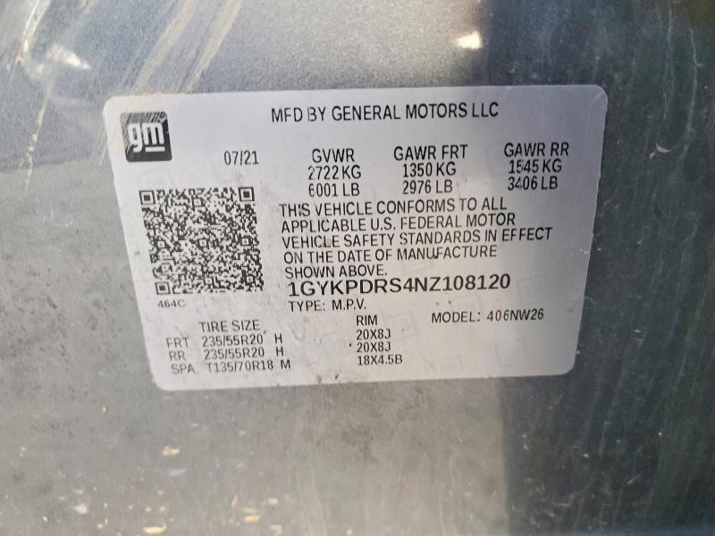 47605456 :رقم المزاد ، 1GYKPDRS4NZ108120 vin ، 2022 Cadillac Xt6 مزاد بيع