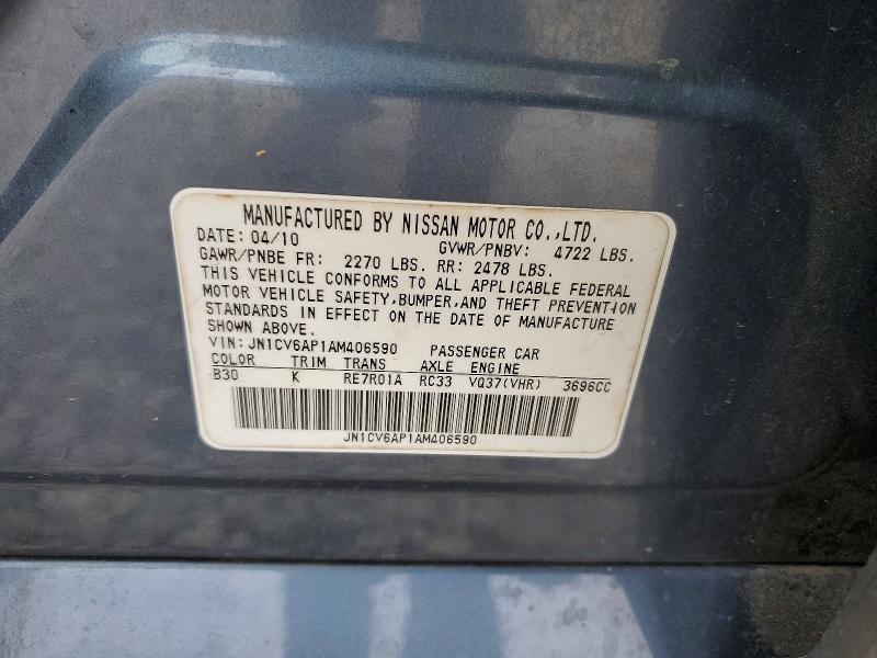 45747016 :رقم المزاد ، JN1CV6AP1AM406590 vin ، 2010 Infiniti G37 مزاد بيع