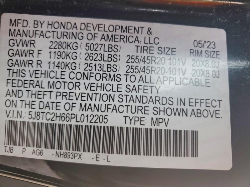 Продаж на аукціоні авто 2023 Acura Rdx, vin: 5J8TC2H66PL012205, номер лоту: 42018976