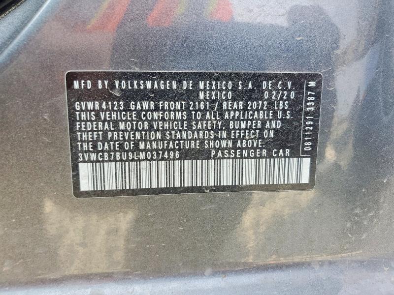 47653826 :رقم المزاد ، 3VWCB7BU9LM037496 vin ، 2020 Volkswagen Jetta مزاد بيع