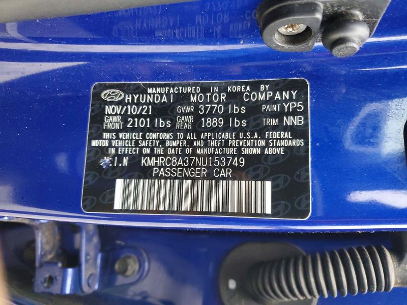 Продаж на аукціоні авто 2022 Hyundai Venue, vin: KMHRC8A37NU153749, номер лоту: 46143176