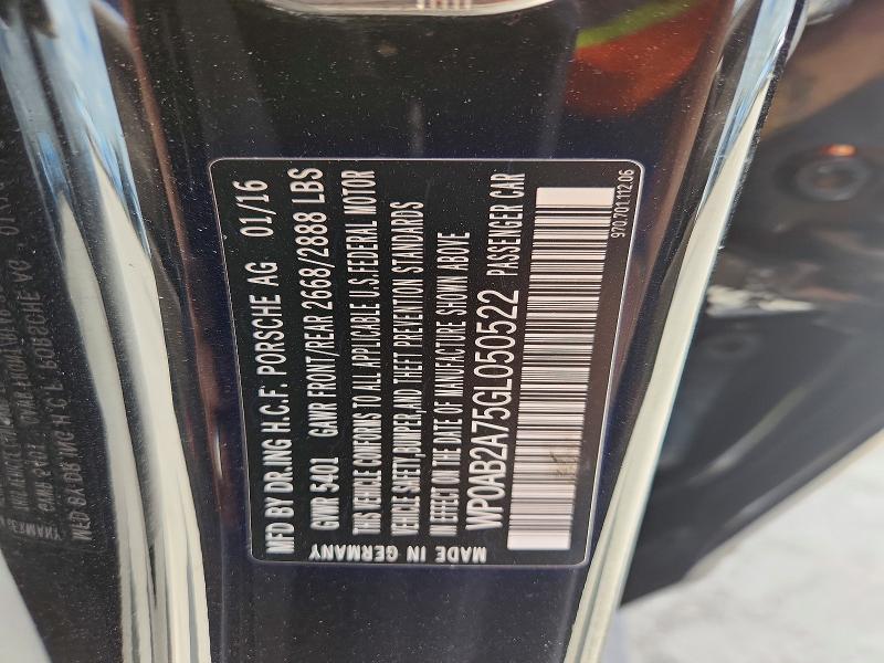 Продаж на аукціоні авто 2016 Porsche Panamera, vin: WP0AB2A75GL050522, номер лоту: 46866006