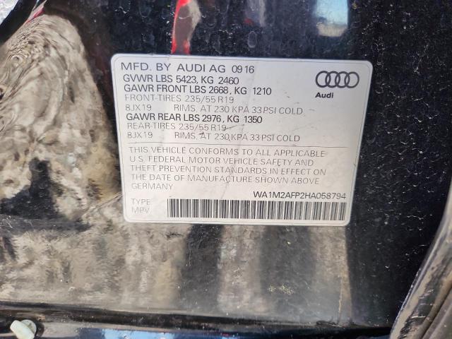 45835376 :رقم المزاد ، WA1M2AFP2HA058794 vin ، 2017 Audi Q5 مزاد بيع