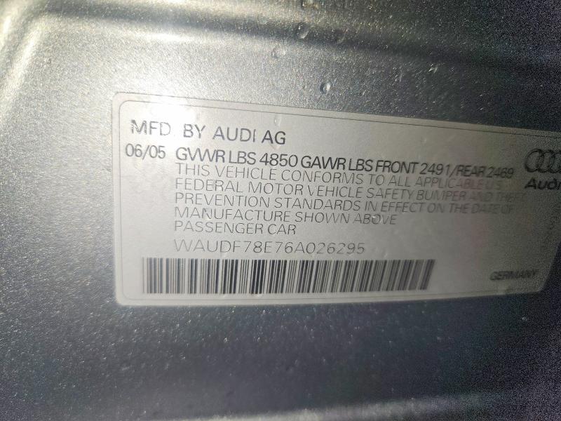45459176 :رقم المزاد ، WAUDF78E76A026295 vin ، 2006 Audi A4 مزاد بيع
