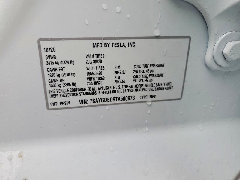 41949236 :رقم المزاد ، 7SAYGDED9TA500973 vin ، 2026 Tesla Model Y مزاد بيع