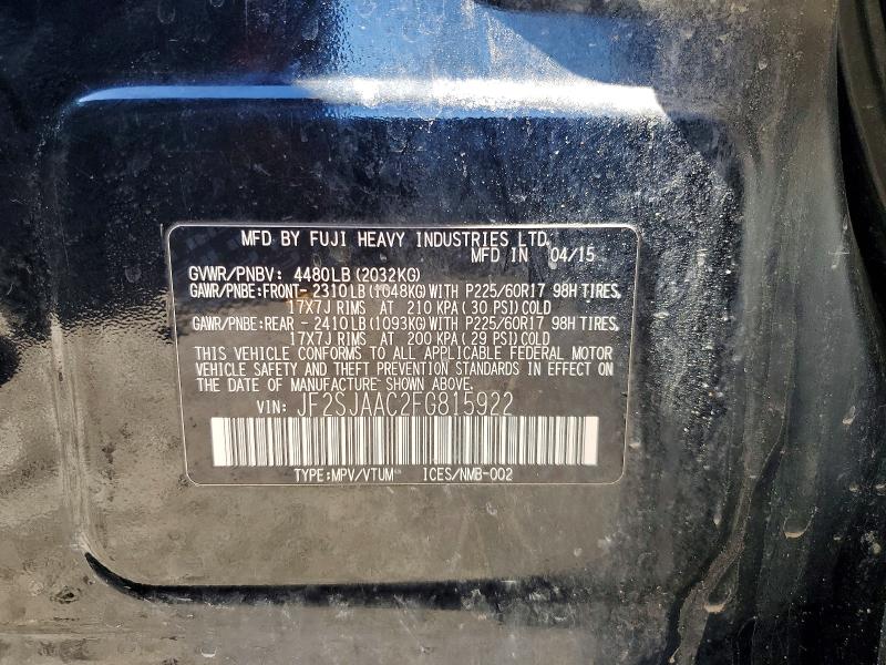 Продажа на аукционе авто 2015 Subaru Forester, vin: JF2SJAAC2FG815922, номер лота: 41892276