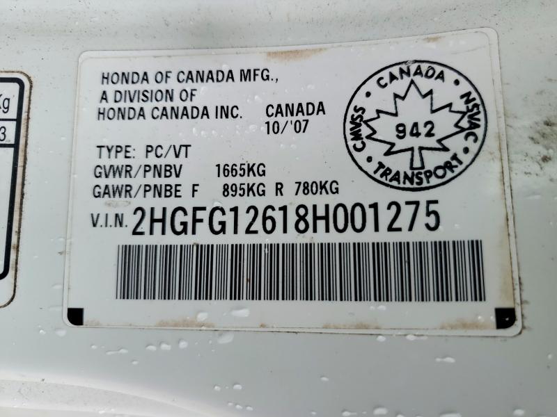 Aukcja sprzedaży 2008 Honda Civic, vin: 2HGFG12618H001275, numer aukcji: 79200385