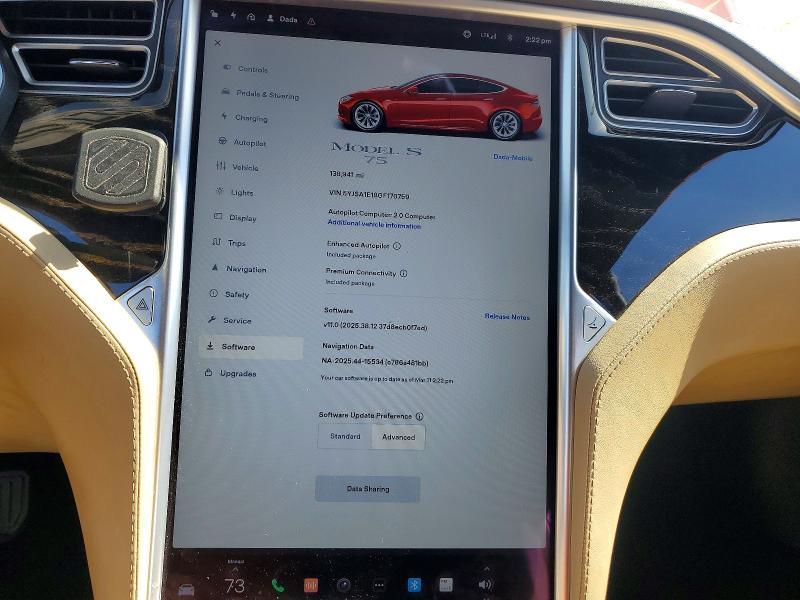 2016 Tesla Model S მანქანა იყიდება აუქციონზე, vin: 5YJSA1E18GF170759, აუქციონის ნომერი: 45564276