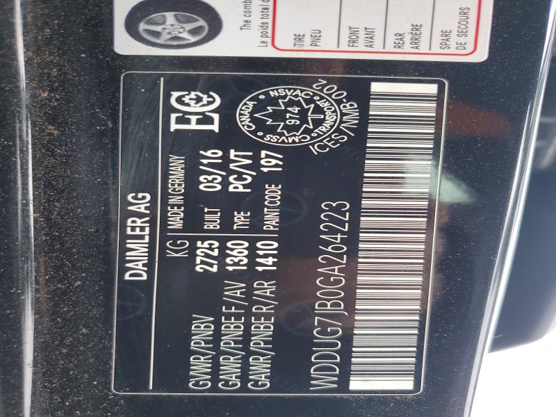 47351856 :رقم المزاد ، WDDUG7JB0GA264223 vin ، 2016 Mercedes Benz S مزاد بيع