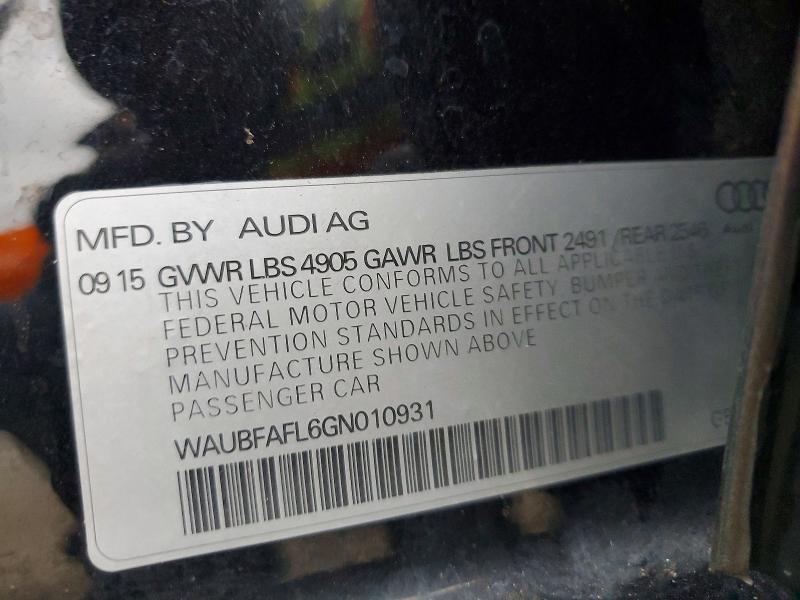 Продажа на аукционе авто 2016 Audi A4, vin: WAUBFAFL6GN010931, номер лота: 46188286