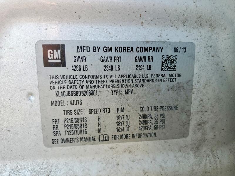 2013 Buick Encore მანქანა იყიდება აუქციონზე, vin: KL4CJBSB8DB208801, აუქციონის ნომერი: 46558316