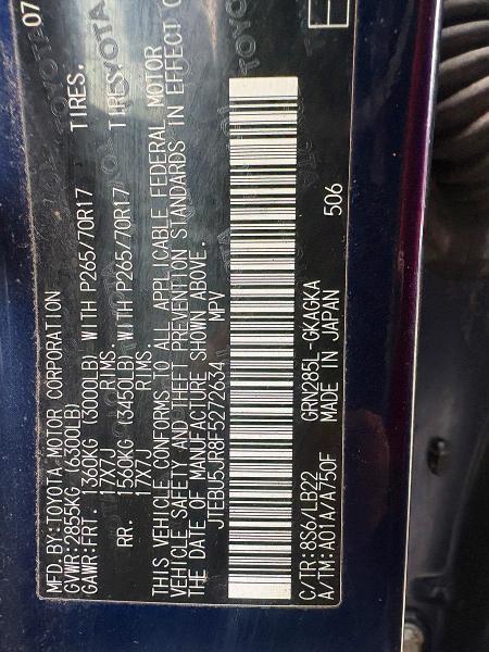 2015 Toyota 4runner მანქანა იყიდება აუქციონზე, vin: JTEBU5JR8F5272634, აუქციონის ნომერი: 47415476