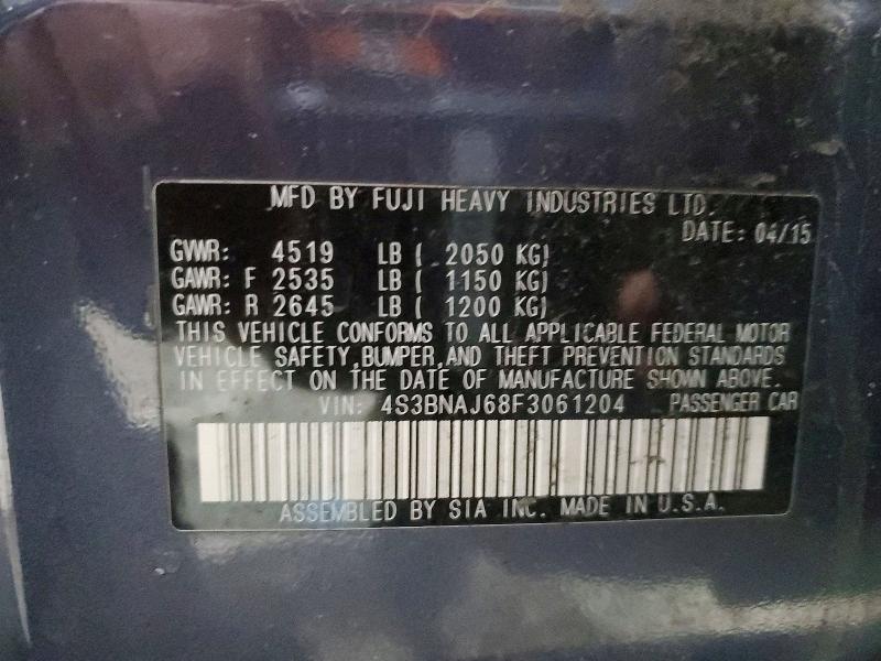 Aukcja sprzedaży 2015 Subaru Legacy, vin: 4S3BNAJ68F3061204, numer aukcji: 78676585