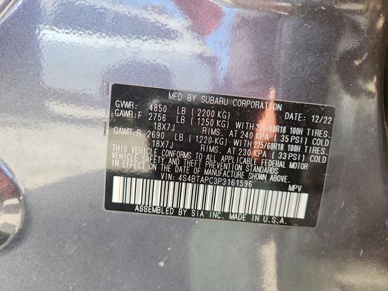 2023 Subaru Outback მანქანა იყიდება აუქციონზე, vin: 4S4BTAPC3P3161596, აუქციონის ნომერი: 46154006