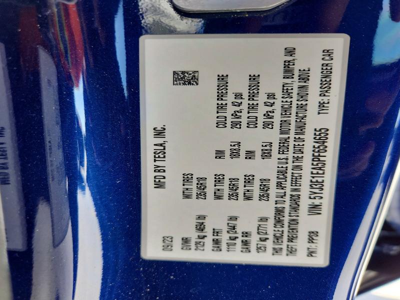 Продажа на аукционе авто 2023 Tesla Model 3, vin: 5YJ3E1EA5PF654655, номер лота: 47165546