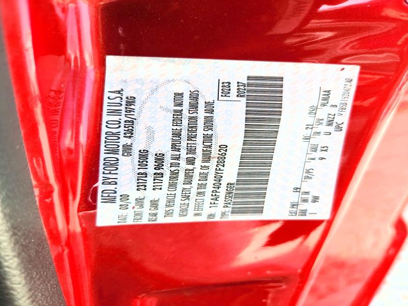 46356006 :رقم المزاد ، 1FAFP4040YF288620 vin ، 2000 Ford Mustang مزاد بيع