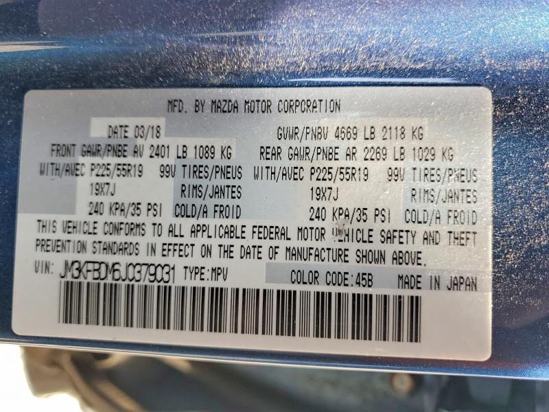Aukcja sprzedaży 2018 Mazda Cx-5, vin: JM3KFBDM6J0379031, numer aukcji: 47565836