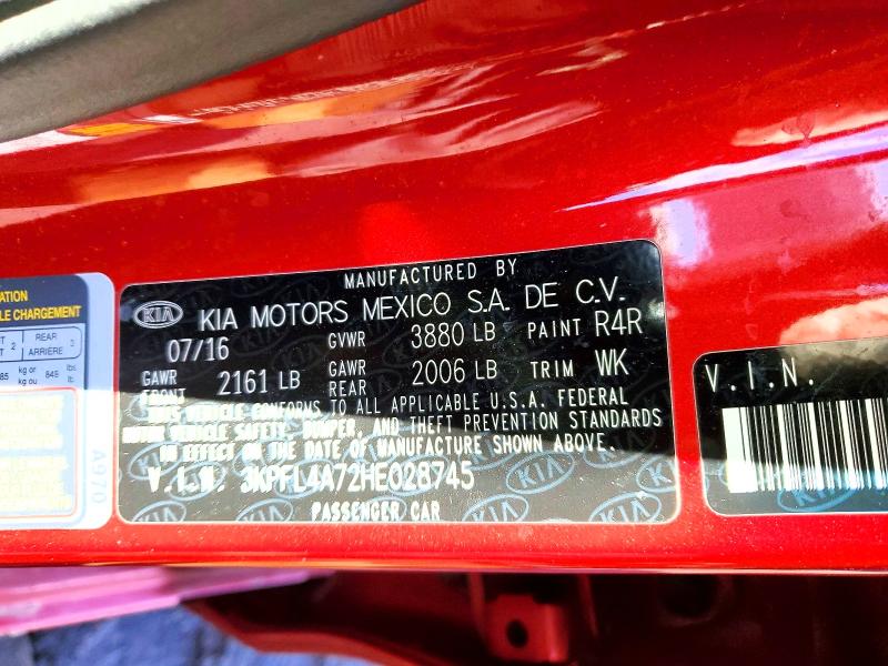 46047856 :رقم المزاد ، 3KPFL4A72HE028745 vin ، 2017 Kia Forte مزاد بيع