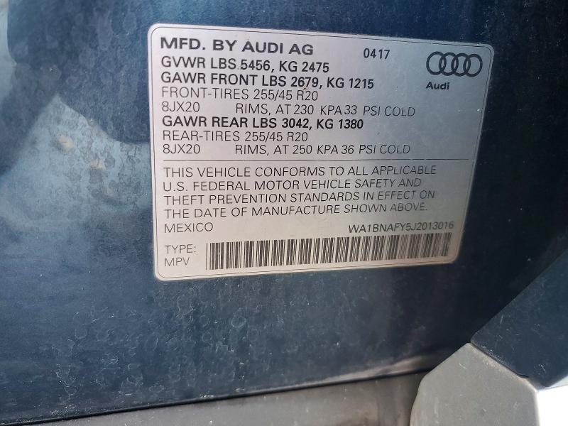 Aukcja sprzedaży 2018 Audi Q5, vin: WA1BNAFY5J2013016, numer aukcji: 41608016