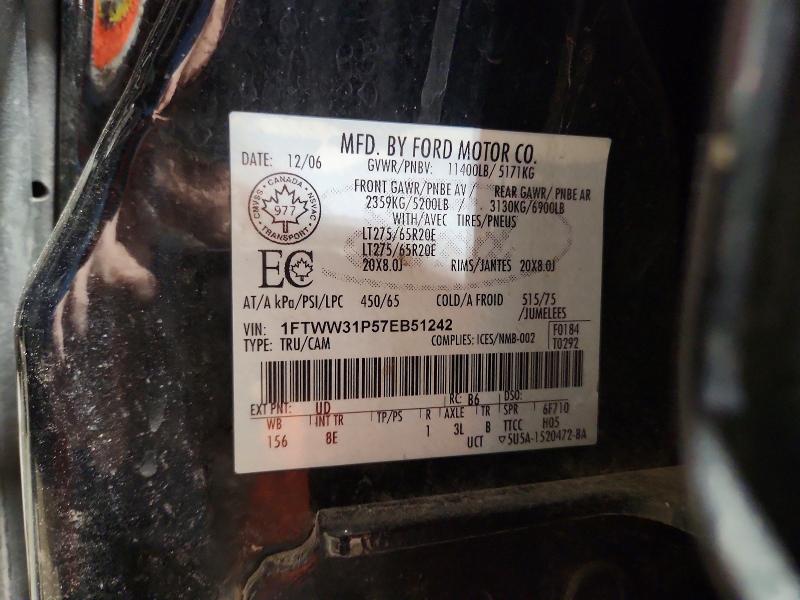 Aukcja sprzedaży 2007 Ford F350, vin: 1FTWW31P57EB51242, numer aukcji: 47877466