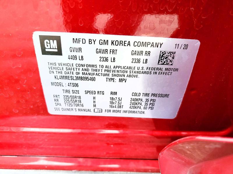 45596686 :رقم المزاد ، KL4MMESL3MB095460 vin ، 2021 Buick Encore Gx مزاد بيع