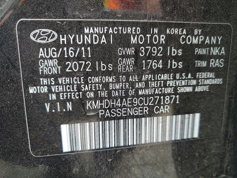 Продаж на аукціоні авто 2012 Hyundai Elantra, vin: KMHDH4AE9CU271871, номер лоту: 46246716