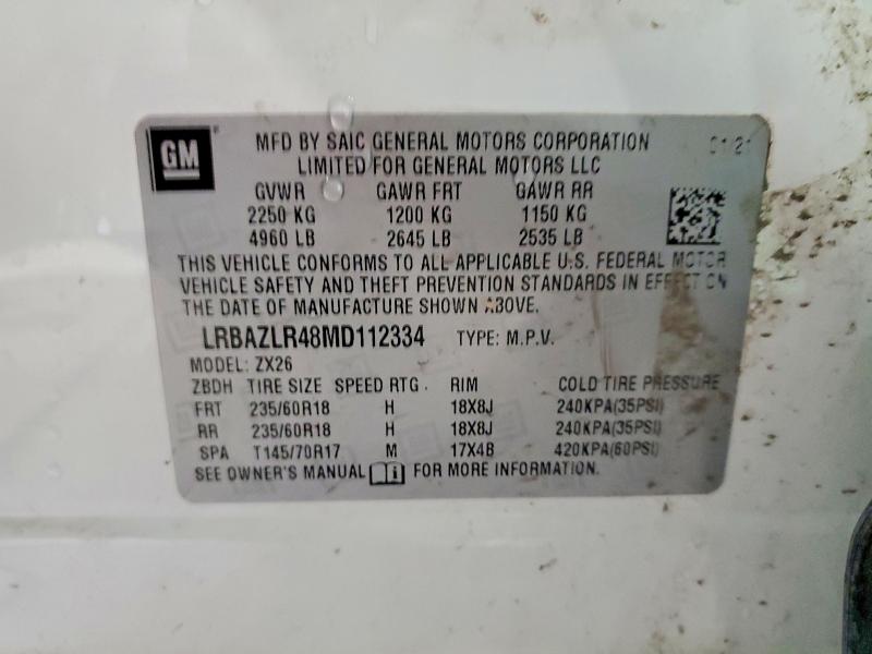 41884606 :رقم المزاد ، LRBAZLR48MD112334 vin ، 2021 Buick Envision مزاد بيع