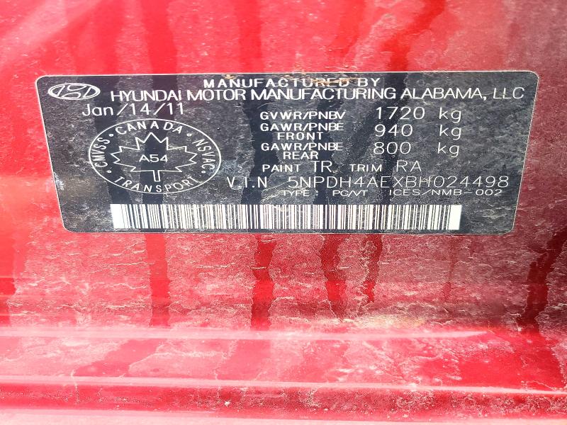 79884095 :رقم المزاد ، 5NPDH4AEXBH024498 vin ، 2011 Hyundai Elantra مزاد بيع