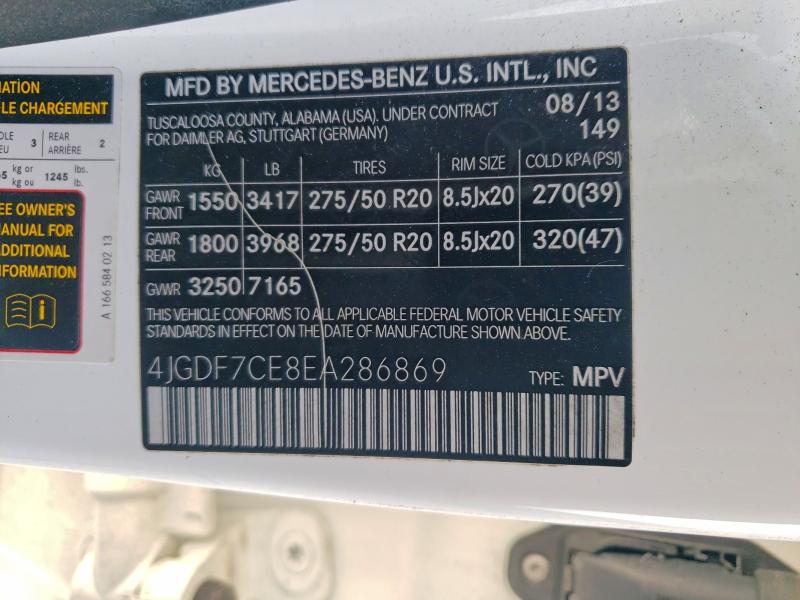 Продажа на аукционе авто 2014 Mercedes-benz Gl, vin: 4JGDF7CE8EA286869, номер лота: 45636986