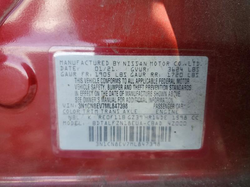 Aukcja sprzedaży 2021 Nissan Versa, vin: 3N1CN8EV7ML847398, numer aukcji: 46542726