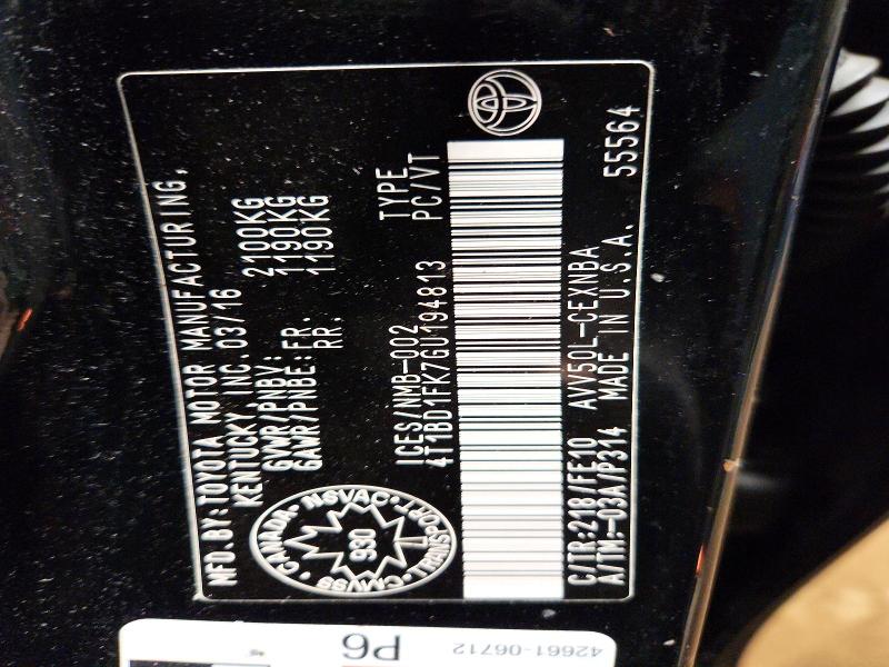 Продажа на аукционе авто 2016 Toyota Camry, vin: 4T1BD1FK7GU194813, номер лота: 79679225