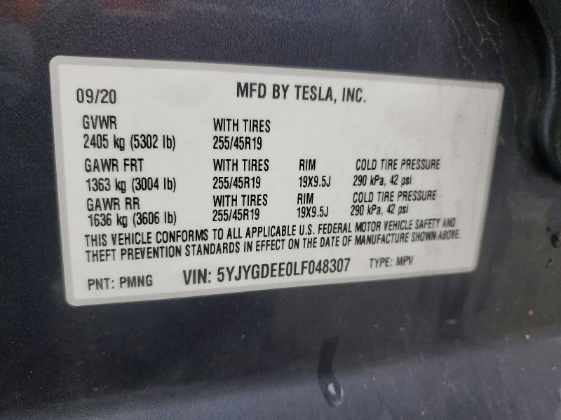 Aukcja sprzedaży 2020 Tesla Model Y, vin: 5YJYGDEE0LF048307, numer aukcji: 41612246