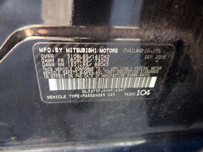 Продаж на аукціоні авто 2017 Mitsubishi Mirage, vin: ML32F3FJ4HHF14347, номер лоту: 46893566