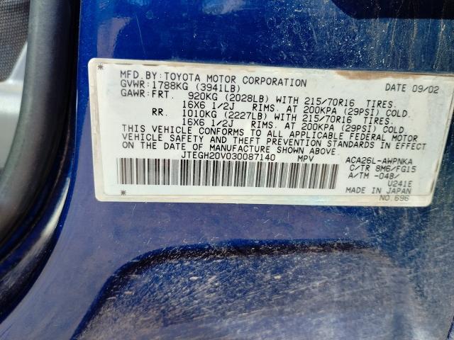 Aukcja sprzedaży 2003 Toyota Rav4, vin: JTEGH20V030087140, numer aukcji: 46583606