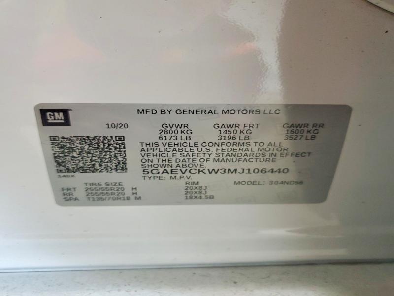Aukcja sprzedaży 2021 Buick Enclave, vin: 5GAEVCKW3MJ106440, numer aukcji: 46855086